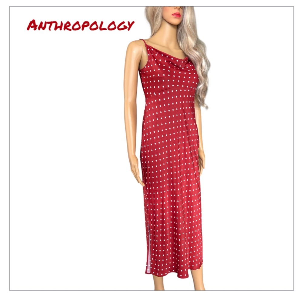 Anthropology Red Polka Dot Maxi Dress